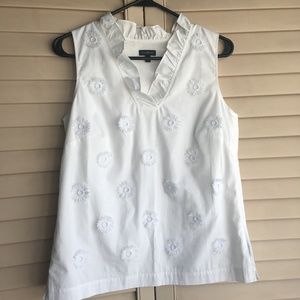 White Embroidered Sleeveless Blouse